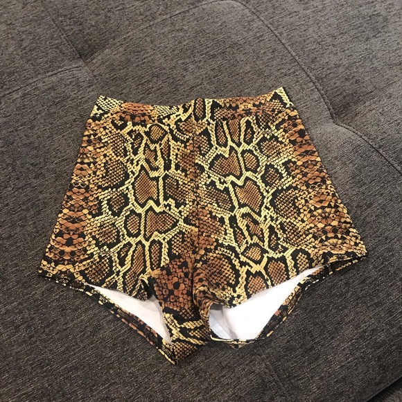 Dolls Kill Pants - Dollskill snakeskin spandex short biker shorts🐍